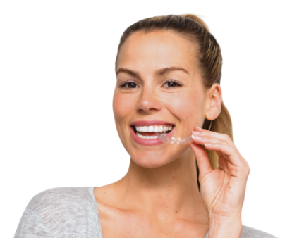 EZ SMILE girl holding aligners